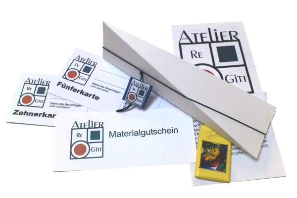Gutscheine, Fünferkarte und Zehnerkarte des Ateliers ReGitt